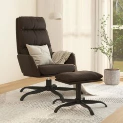VidaXL Chaise de relaxation avec tabouret Marron Similicuir 9 VidaXL Chaise de relaxation avec tabouret Marron Similicuir -Fauteuils Soldes image 1 3097537