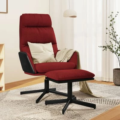 VidaXL Chaise de relaxation avec tabouret Rouge bordeaux Tissu 4 VidaXL Chaise de relaxation avec tabouret Rouge bordeaux Tissu – Image 2