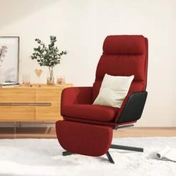 VidaXL Chaise de relaxation avec tabouret Rouge bordeaux Tissu -Fauteuils Soldes image 1 3097562