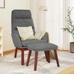 VidaXL Chaise de relaxation avec tabouret Gris clair Tissu -Fauteuils Soldes image 1 3097563