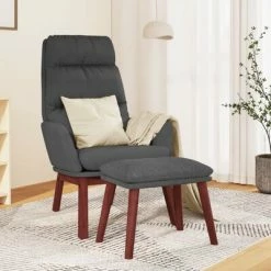 VidaXL Chaise de relaxation avec tabouret Gris foncé Tissu -Fauteuils Soldes image 1 3097564