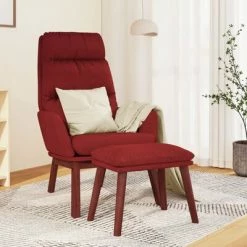 VidaXL Chaise de relaxation avec tabouret Rouge bordeaux Tissu -Fauteuils Soldes image 1 3097571