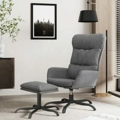 VidaXL Chaise de relaxation avec tabouret Gris clair Tissu 9 VidaXL Chaise de relaxation avec tabouret Gris clair Tissu -Fauteuils Soldes image 1 3097583