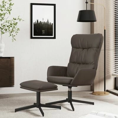 VidaXL Chaise de relaxation avec tabouret Marron Similicuir 4 VidaXL Chaise de relaxation avec tabouret Marron Similicuir – Image 2