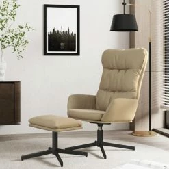 VidaXL Chaise de relaxation avec tabouret Cappuccino Similicuir -Fauteuils Soldes image 1 3097611