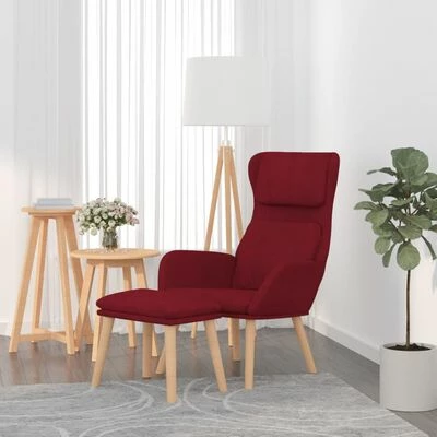 VidaXL Chaise de relaxation avec tabouret Rouge bordeaux Velours 3 VidaXL Chaise de relaxation avec tabouret Rouge bordeaux Velours – Image 2