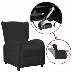 VidaXL Fauteuil inclinable releveur à oreilles Noir Similicuir