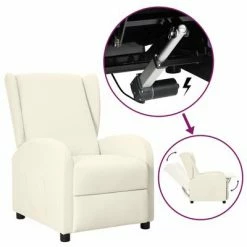 VidaXL Fauteuil inclinable releveur à oreilles Crème Similicuir