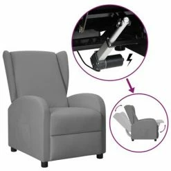 VidaXL Fauteuil inclinable releveur à oreilles Gris Similicuir