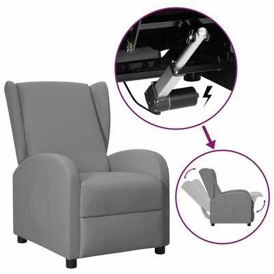 VidaXL Fauteuil inclinable releveur à oreilles Gris Similicuir 3 VidaXL Fauteuil inclinable releveur à oreilles Gris Similicuir