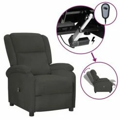VidaXL Fauteuil inclinable électrique Gris foncé Velours