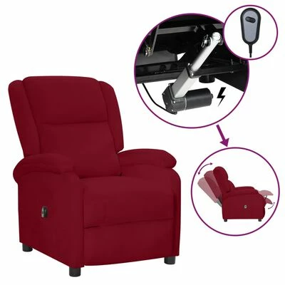 VidaXL Fauteuil inclinable électrique Bordeaux Velours 3 VidaXL Fauteuil inclinable électrique Bordeaux Velours