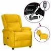 VidaXL Fauteuil inclinable électrique Jaune Velours