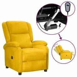 VidaXL Fauteuil inclinable électrique Jaune Velours