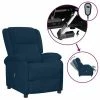 VidaXL Fauteuil inclinable électrique Bleu Velours -Fauteuils Soldes image 1 3098403
