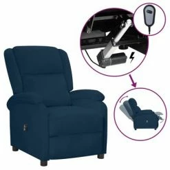 VidaXL Fauteuil inclinable électrique Bleu Velours