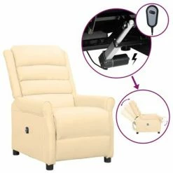 VidaXL Fauteuil inclinable électrique Crème Similicuir