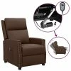 VidaXL Fauteuil inclinable électrique Marron Similicuir