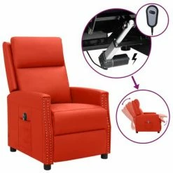 VidaXL Fauteuil inclinable électrique Rouge Similicuir
