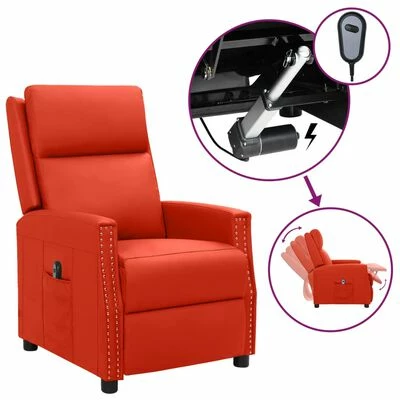 VidaXL Fauteuil inclinable électrique Rouge Similicuir 3 VidaXL Fauteuil inclinable électrique Rouge Similicuir