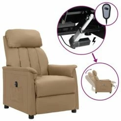 VidaXL Fauteuil inclinable électrique Cappuccino Similicuir