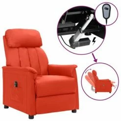 VidaXL Fauteuil inclinable électrique Rouge Similicuir