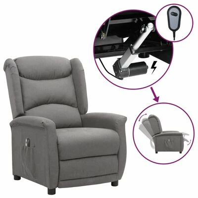 VidaXL Fauteuil inclinable électrique Gris clair Tissu 3 VidaXL Fauteuil inclinable électrique Gris clair Tissu