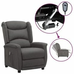 VidaXL Fauteuil inclinable électrique Gris foncé Tissu