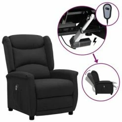 VidaXL Fauteuil inclinable électrique Noir Tissu