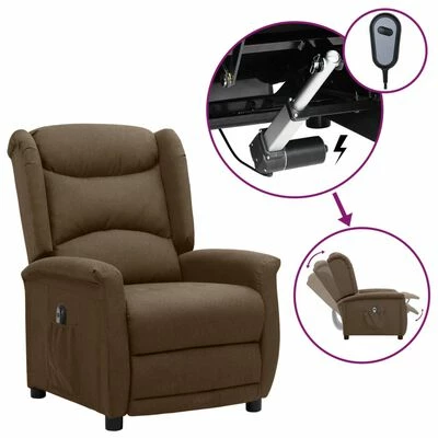 VidaXL Fauteuil inclinable électrique Marron Tissu 3 VidaXL Fauteuil inclinable électrique Marron Tissu