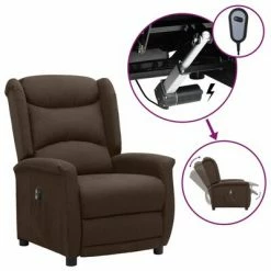 VidaXL Fauteuil inclinable électrique Marron foncé Tissu