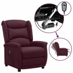 VidaXL Fauteuil inclinable électrique Violet Tissu
