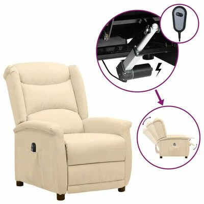 VidaXL Fauteuil inclinable électrique Crème Tissu 3 VidaXL Fauteuil inclinable électrique Crème Tissu