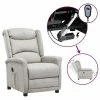VidaXL Fauteuil inclinable électrique Gris clair Tissu microfibre