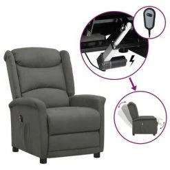 VidaXL Fauteuil inclinable électrique Gris foncé Tissu microfibre