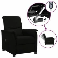 VidaXL Fauteuil inclinable électrique Noir Tissu