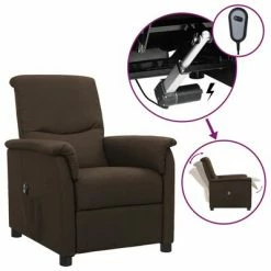 VidaXL Fauteuil inclinable électrique Marron foncé Tissu