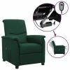 VidaXL Fauteuil inclinable électrique Vert foncé Tissu