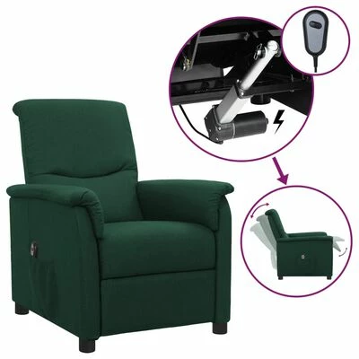 VidaXL Fauteuil inclinable électrique Vert foncé Tissu 3 VidaXL Fauteuil inclinable électrique Vert foncé Tissu