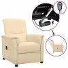 VidaXL Fauteuil inclinable électrique Crème Tissu