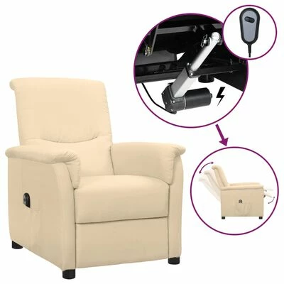 VidaXL Fauteuil inclinable électrique Crème Tissu 3 VidaXL Fauteuil inclinable électrique Crème Tissu