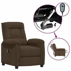 VidaXL Fauteuil inclinable électrique Marron Tissu microfibre