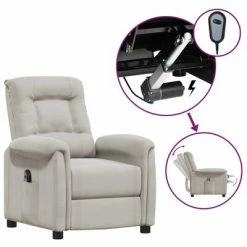 VidaXL Fauteuil inclinable électrique Gris clair Tissu microfibre