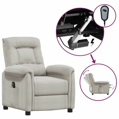 VidaXL Fauteuil inclinable électrique Gris clair Tissu microfibre 3 VidaXL Fauteuil inclinable électrique Gris clair Tissu microfibre