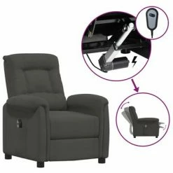 VidaXL Fauteuil inclinable électrique Gris foncé Tissu microfibre