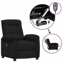 VidaXL Fauteuil inclinable électrique Noir Tissu microfibre