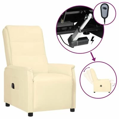 VidaXL Fauteuil inclinable électrique Crème Similicuir 3 VidaXL Fauteuil inclinable électrique Crème Similicuir