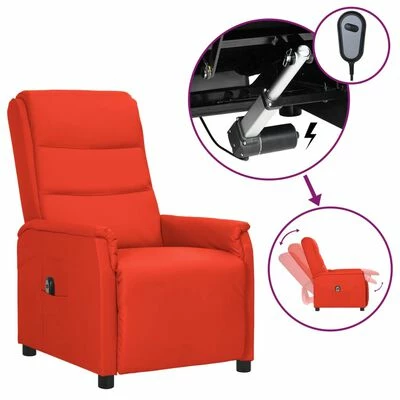 VidaXL Fauteuil inclinable électrique Rouge Similicuir 3 VidaXL Fauteuil inclinable électrique Rouge Similicuir