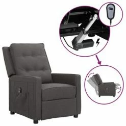 VidaXL Fauteuil inclinable électrique Gris foncé Tissu
