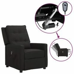VidaXL Fauteuil inclinable électrique Noir Tissu